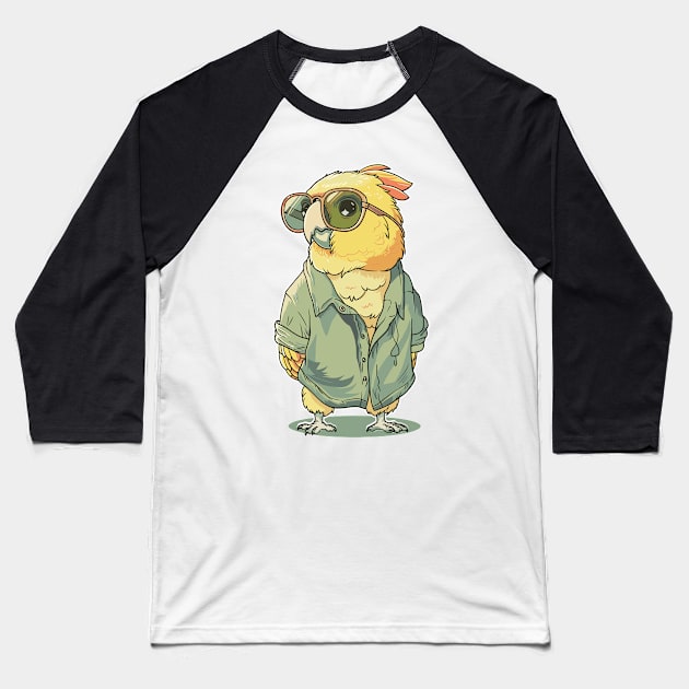Vintage Green Cheek Conure Exotic Birds Parrot Sunglasses Baseball T-Shirt by RetroZin